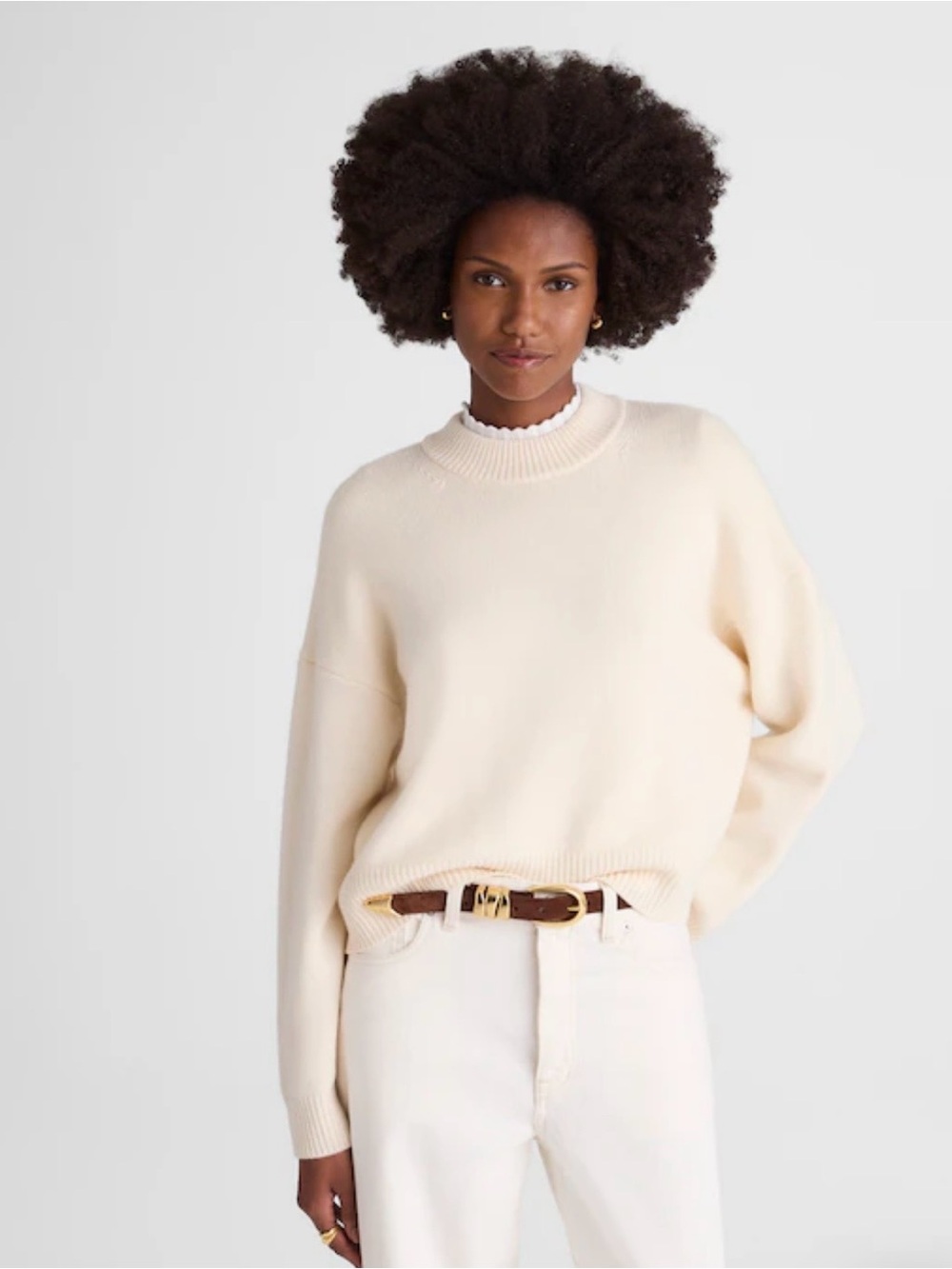 Madewell SoftWool Boxy Crewneck Sweater Heather Cloud, size M, like new!
